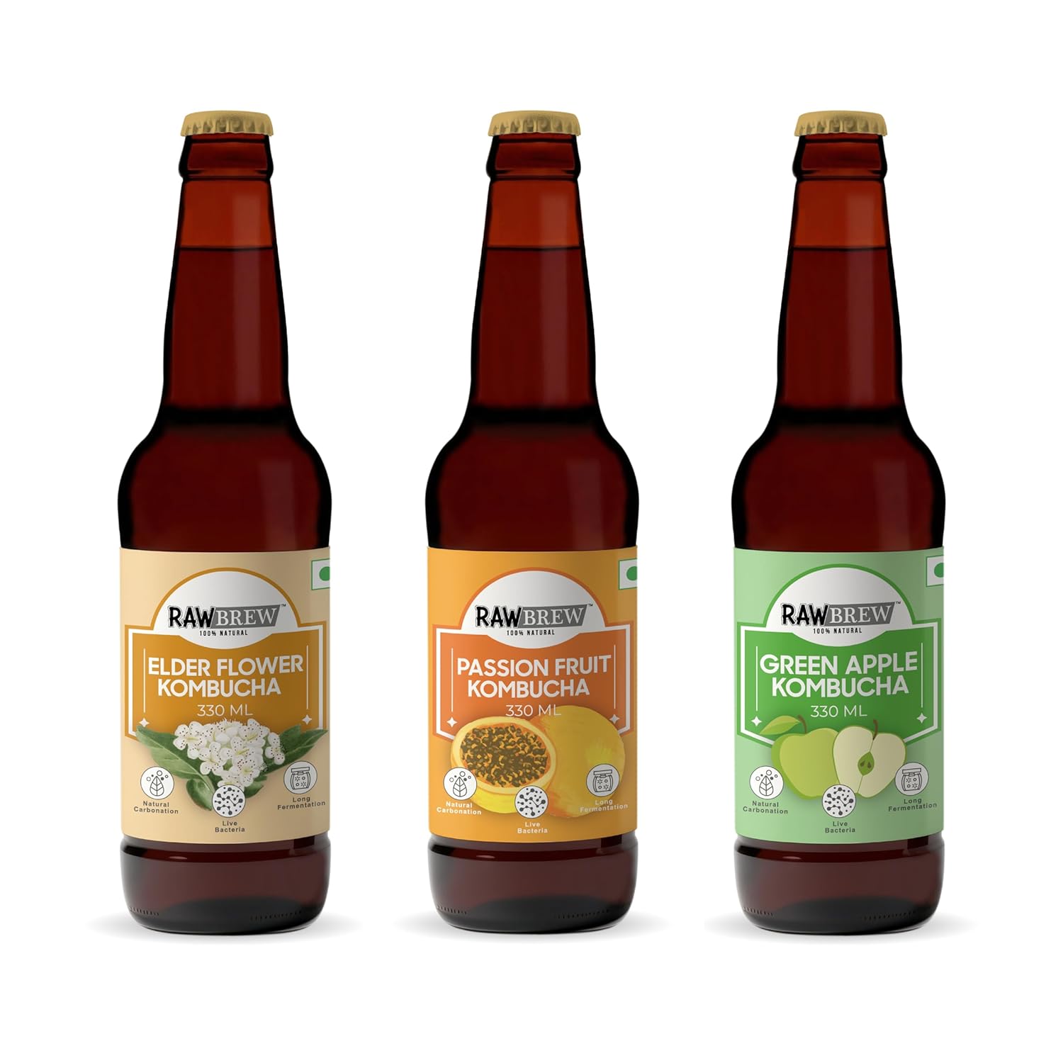 RawBrew Kombucha - Elder Flower, Passion Fruit, Green Apple product image