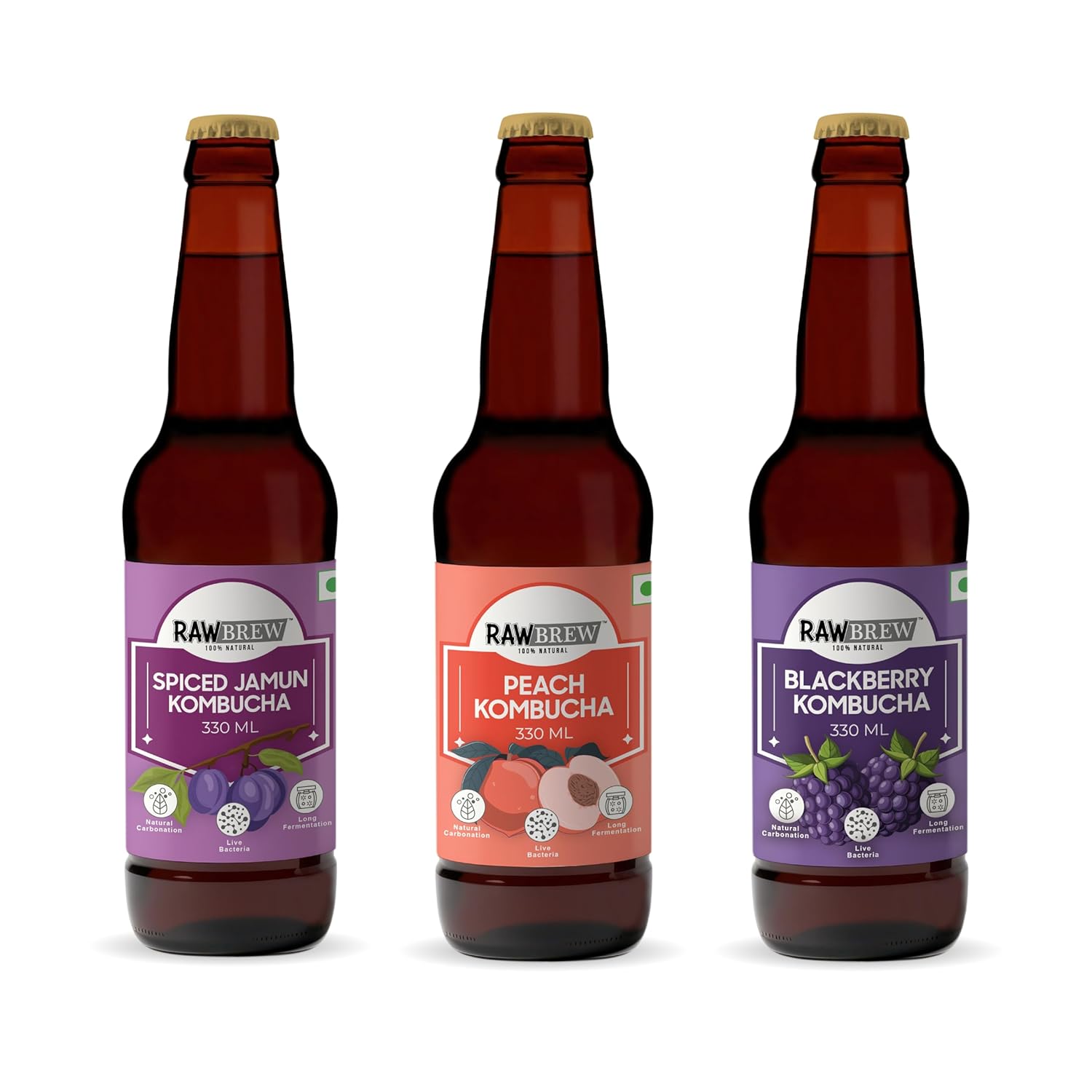 RawBrew Kombucha - Spiced Jamun, Peach, Blackberry product image